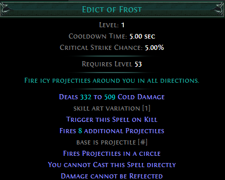 Trigger Edict of Frost on Kill PoE