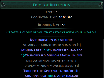 Trigger Edict of Reflection when Hit PoE