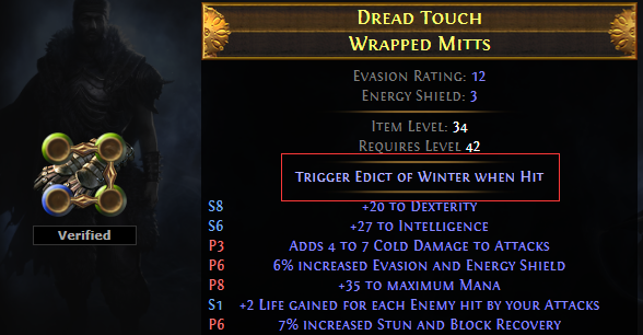 Trigger Edict of Winter when Hit