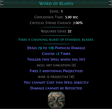 Trigger Word of Blades on Hit PoE