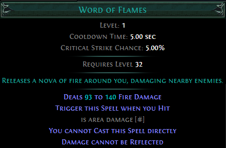 Trigger Word of Flames on Hit PoE
