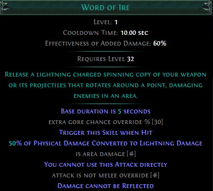 Trigger Word of Ire when Hit PoE