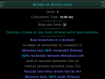 Trigger Word of Reflection when Hit PoE