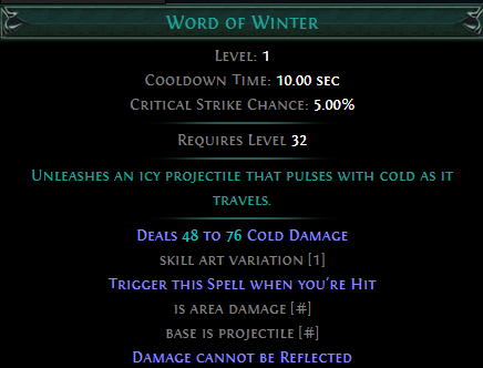 Trigger Word of Winter when Hit PoE