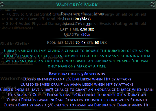 Warlord's Mark PoE 3.16 Heist
