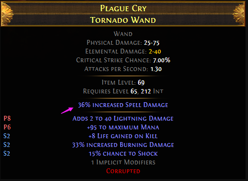 Weapon with a Corrupted Implicit Modifier PoE
