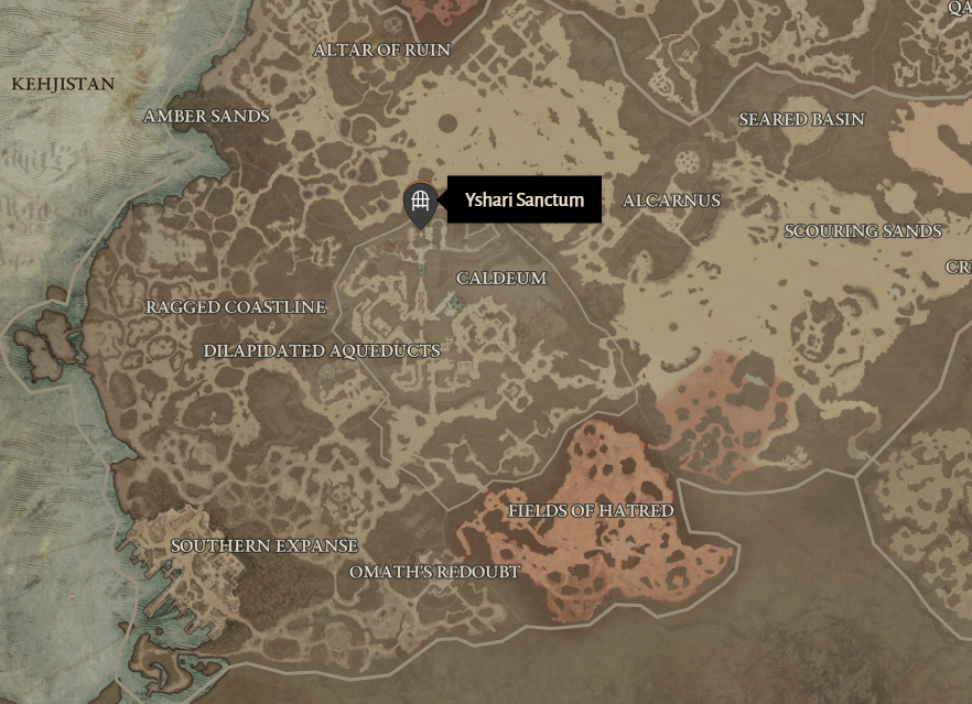 Yshari Sanctum Diablo 4 Location