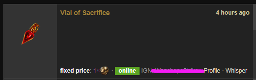 Vial of Sacrifice Price