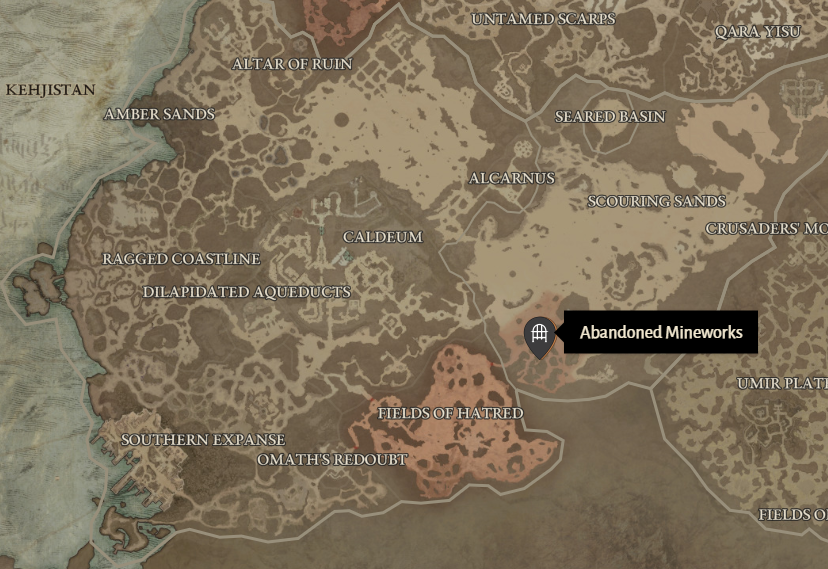 Abandoned Mineworks Diablo 4 Location
