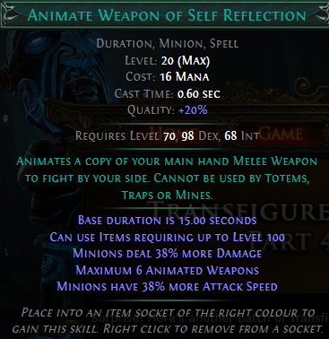 PoE Waffe beseelen der Selbstreflexion