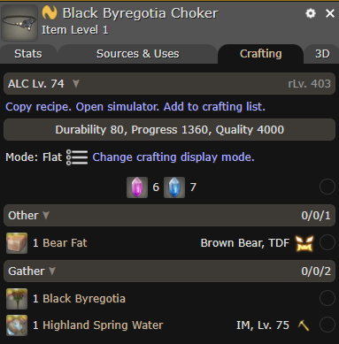 Black Byregotia crafting recipes
