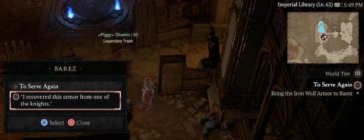Bring the Iron Wolf Armor to Barez - Diablo 4