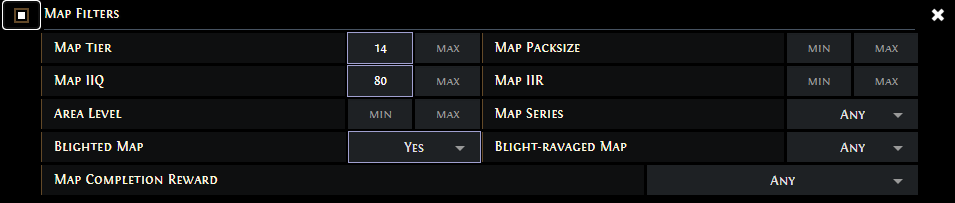 PoE Complete Tier 14 or higher Blighted Maps with at least 80% Item Quantity