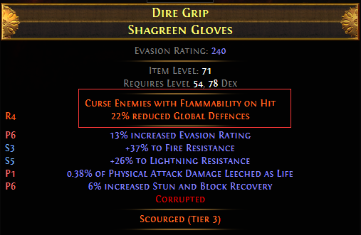 Curse on Hit Modifier PoE