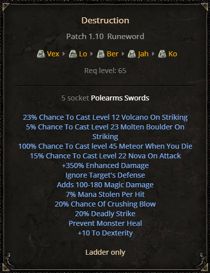 D2R Destruction Runeword