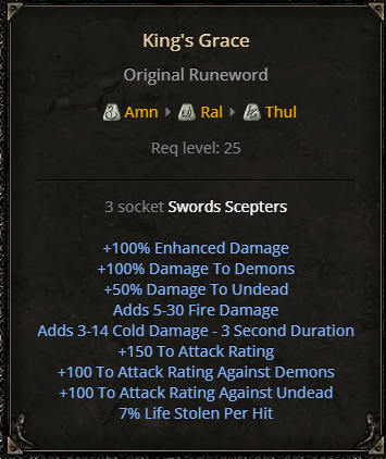 D2R King's Grace Runeword