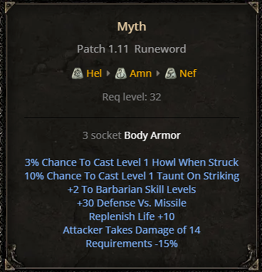 D2R Myth Runeword
