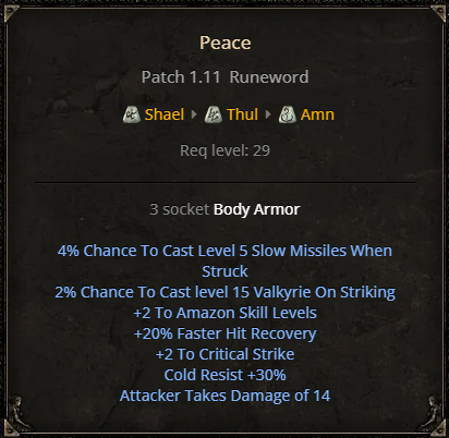 D2R Peace Runeword