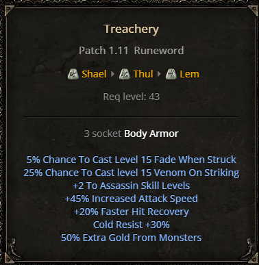 D2R Treachery Runeword