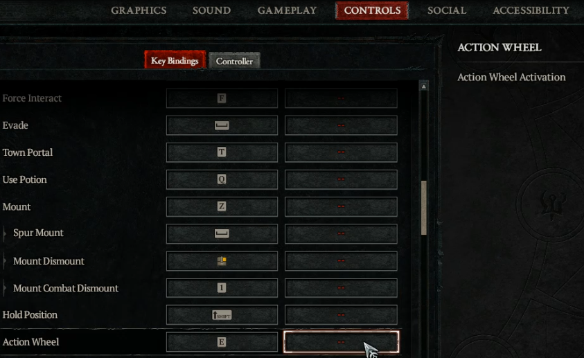 Diablo 4 Action Wheel Hotkey