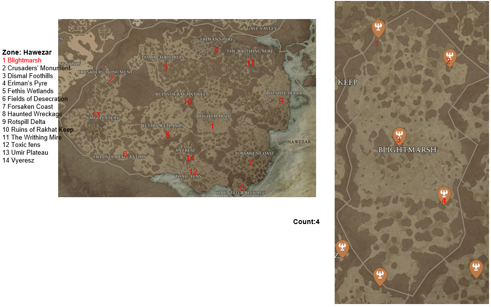 Diablo 4 Blightmarsh Altars of Lilith Location