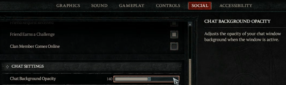 Diablo 4 Chat Background Opacity