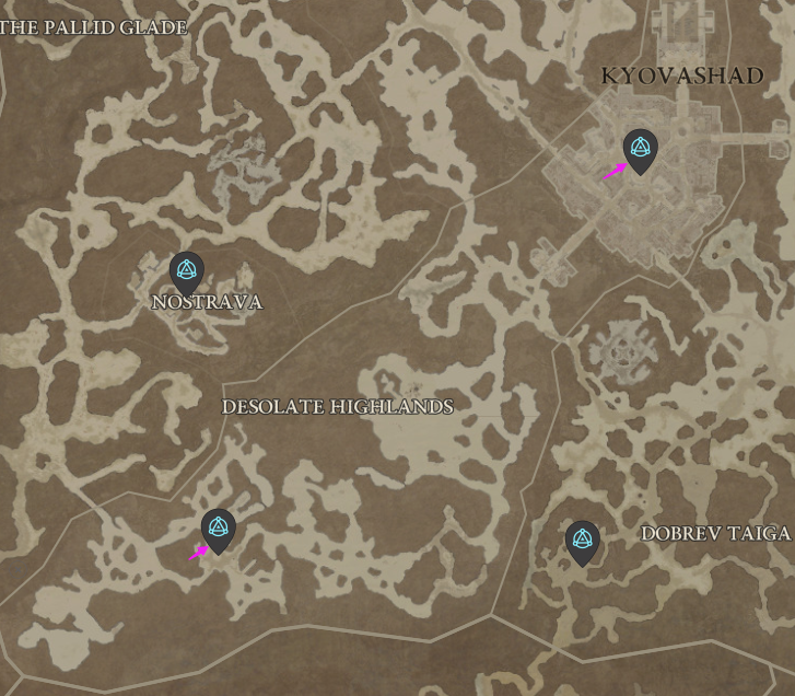 Diablo 4 Desolate Highlands Waypoints