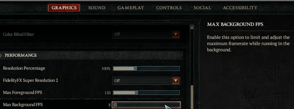 Diablo 4 Max Background FPS