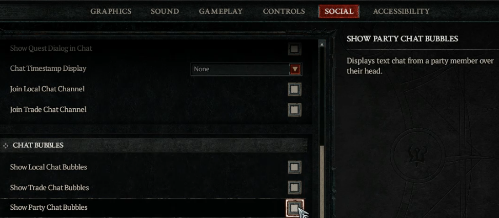 Diablo 4 Show Party Chat Bubbles