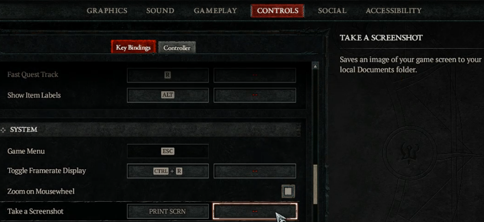 Diablo 4 Take A Screenshot Hotkey