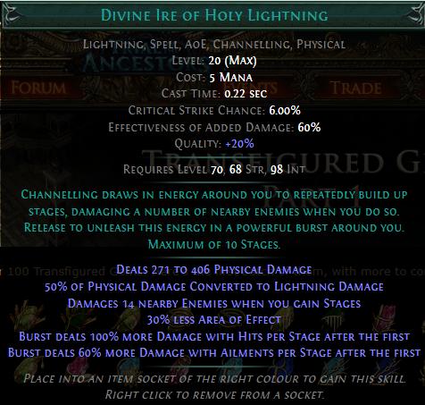 PoE Divine Ire of Holy Lightning