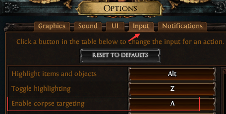 Enable Corpse Targeting PoE