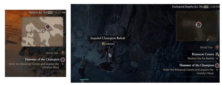 Enter the Rimescar Cavern and acquire the Grizzly's Maul - Diablo 4
