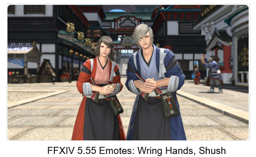 FFXIV 5.55 Emotes: Wring Hands, Shush