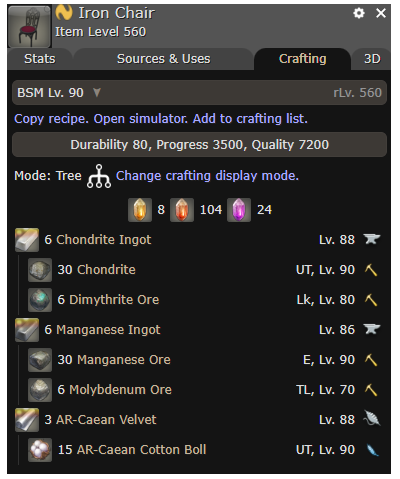 Iron Chair Crafting Recipe