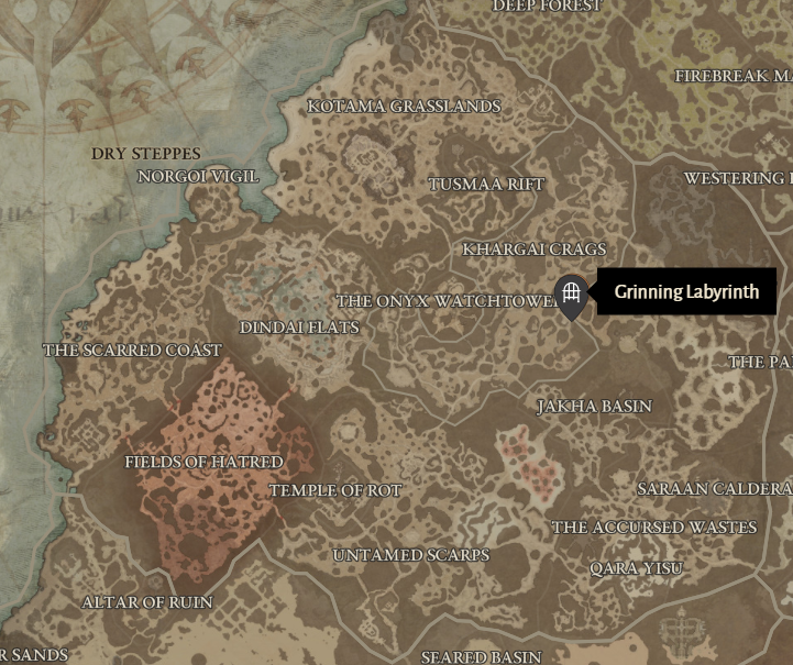 Grinning Labyrinth Diablo 4 Location