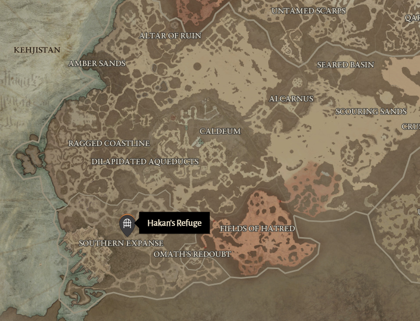 Hakan's Refuge Diablo 4 Location