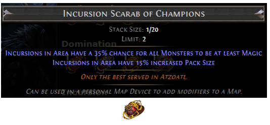 PoE Incursion Scarab of Champions