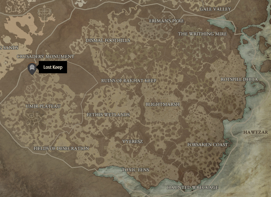 Lost Keep Diablo 4 Location