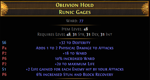 Oblivion Hold Runic Gages