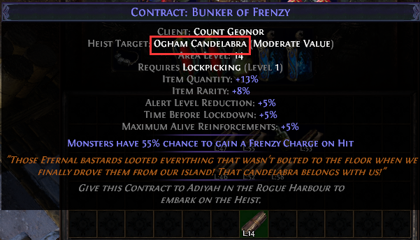 Ogham Candelabra Contract