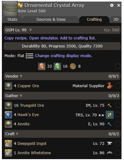 Ornamental Crystal Array Crafting Recipe