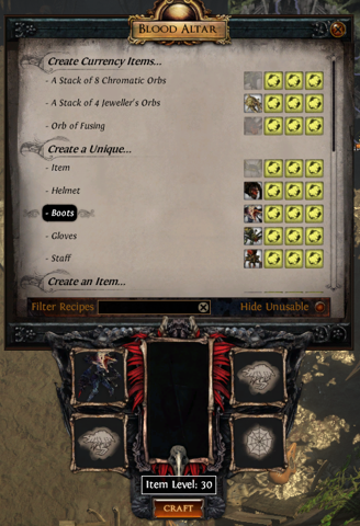 Perform a beastcrafting recipe