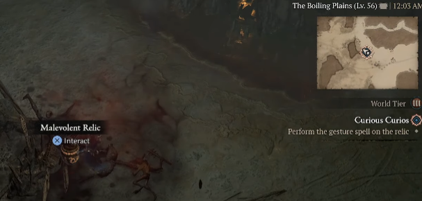 Perform the gesture spell on the relic - Diablo 4
