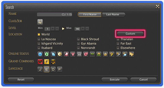 Player Search Menu Custom option