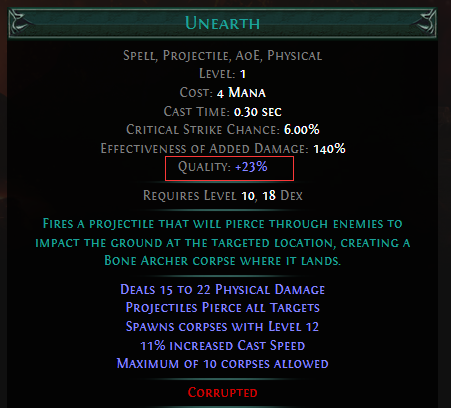 PoE 23% Quality Gem