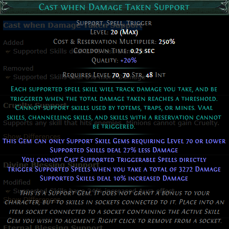 PoE Cast When Damage Taken Support 3.19