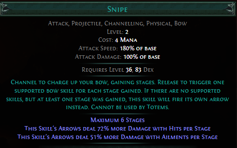 PoE Snipe Skill Gem