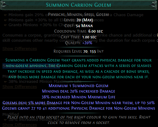 PoE Summon Carrion Golem 3.19