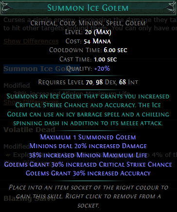 PoE Summon Ice Golem 3.19